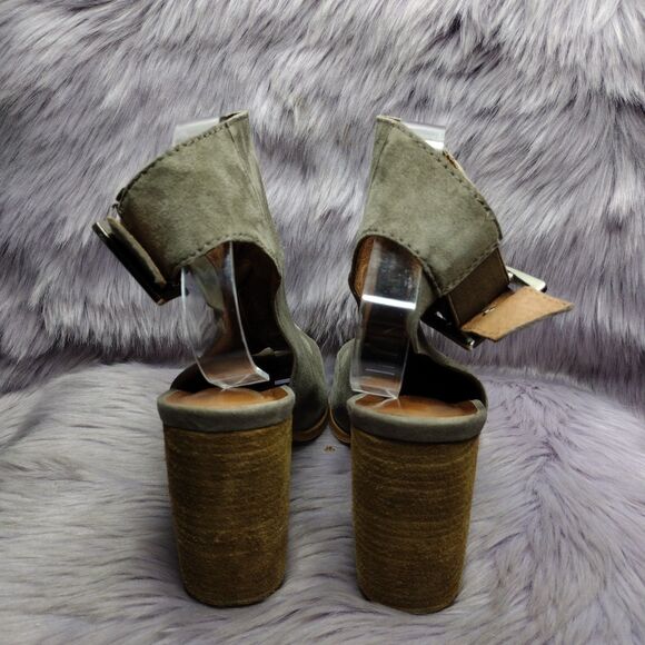 Jeffrey Campbell Brianna Suede Peep Toe Wood Block Heel Sandals Women Sz 10 Grey - Picture 5 of 9